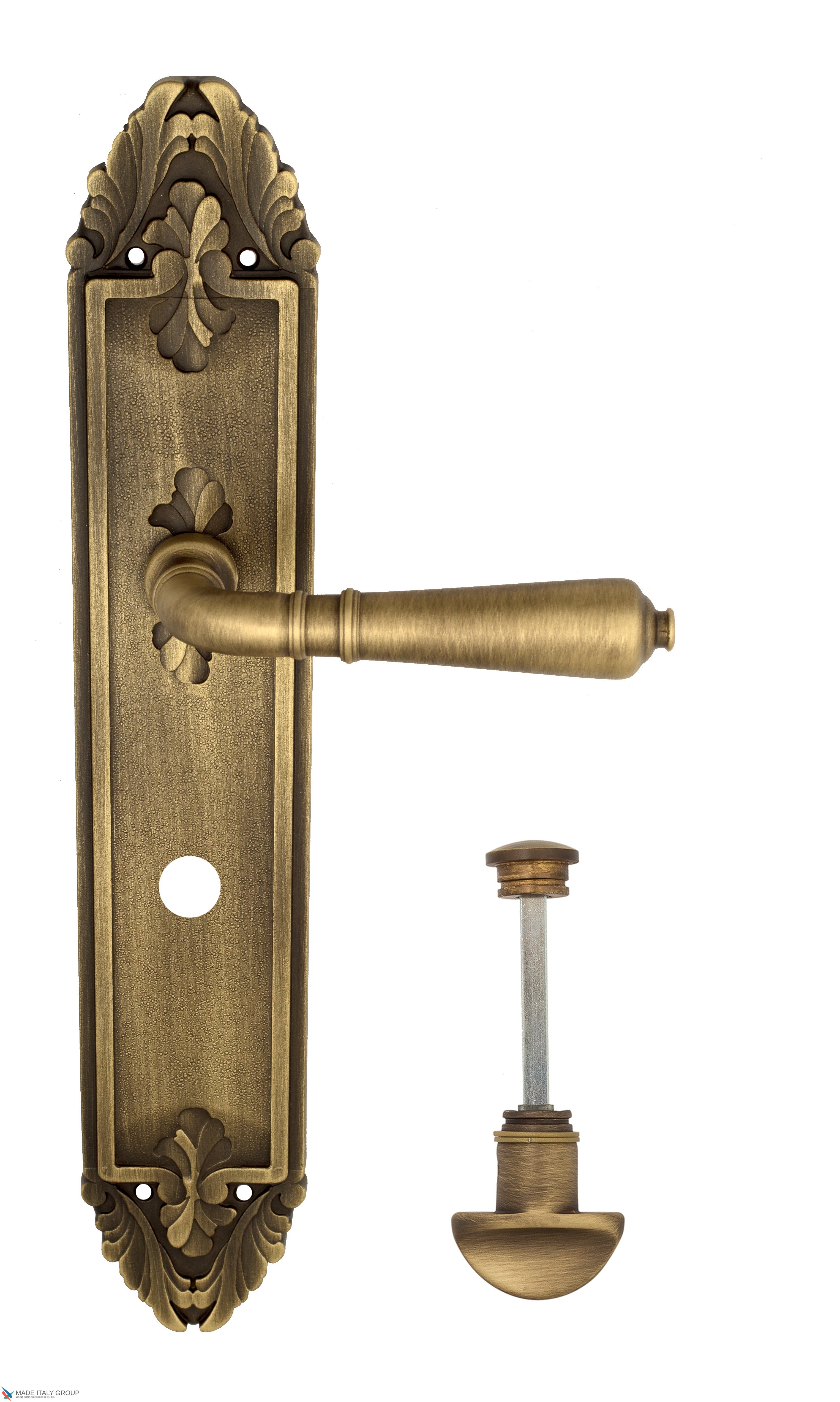 Дверная ручка Venezia "VIGNOLE" WC-2 на планке PL90 матовая бронза