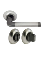 Комплект дверных ручек Morelli MH-03 SN/BN с заверткой MH-WC SN/BN, цвет матовый никель