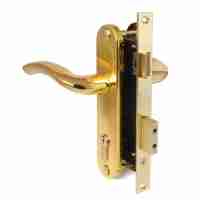 Ручка дверная на планке с замком Apecs 1227/60-G/GM золото