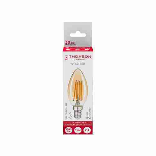 Лампа светодиодная филаментная Thomson E14 11W 2400K свеча прозрачная TH-B2116