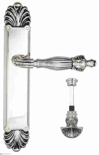 Дверная ручка Venezia "OLIMPO" WC-4 на планке PL87 натуральное серебро + черный