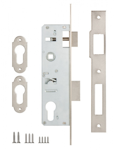 Корпус узкопрофильного замка с защёлкой KALE KILIT 153 (35 mm) w/b никель