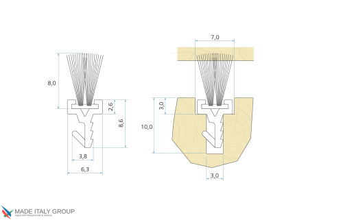 Щетка контурная врезная (1 шт.) Black 2150мм черный