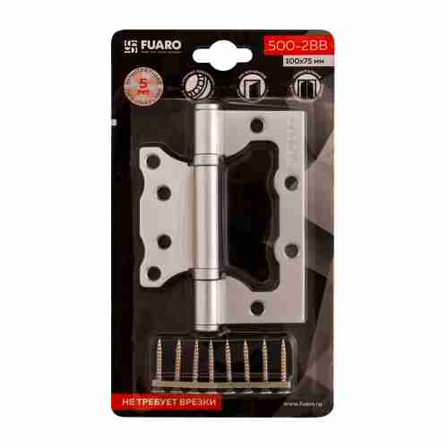 Петля универсальная без врезки Fuaro 500-2BB/BL 100x2,5 PC (перламутровый хром) БЛИСТЕР