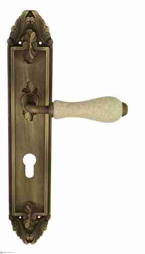 Дверная ручка Venezia "COLOSSEO" белая керамика паутинка CYL на планке PL90 матовая бронза