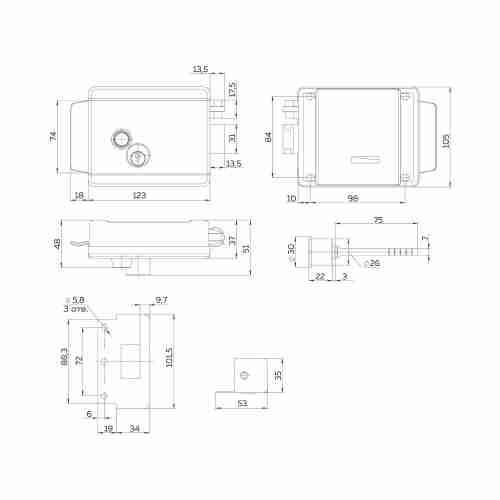 Замок Fuaro (Фуаро) накладной электромеханический FUARO-2369 INOX