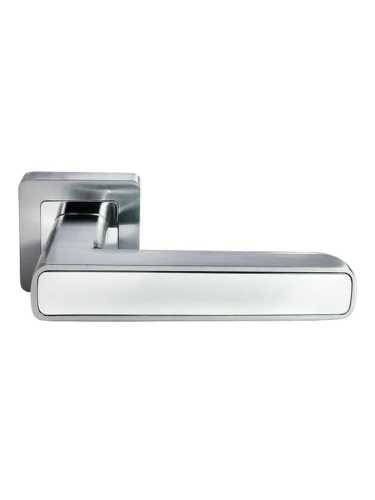 Ручка дверная Morelli FLEX MH-44 SC/CP-S55 раздельная на квадратной накладке, цвет матовый хром/хром, ЦАМ Light