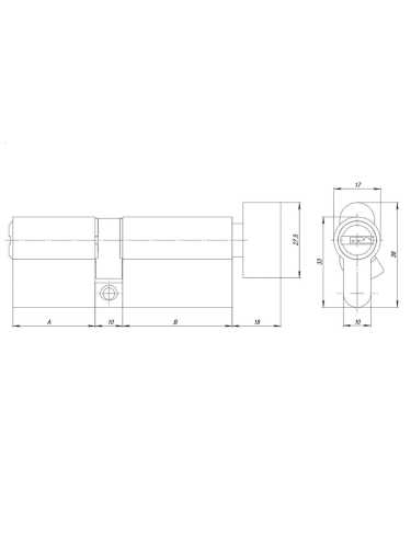 Цилиндровый Ajax (Аякс) механизм (AZ202/100) AZ2002Knob100 (40+10+50) CP хром с вертушкой