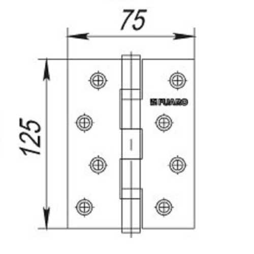 Комплект 4 шт. - Петля дверная стальная универсальная Fuaro 2BB 125x75x2,5 AB (бронза)