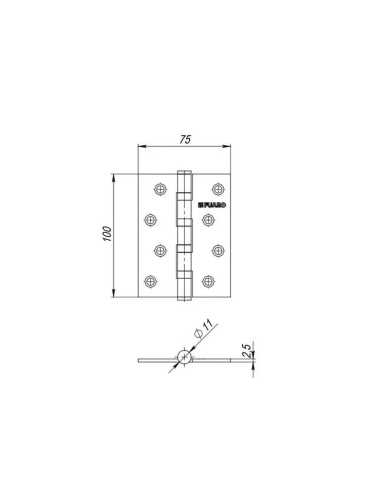 Комплект 4 шт. - Универсальная петля Fuaro U1004BB-GR (бывш. 4BB 100x75x2,5 GR) (графит)