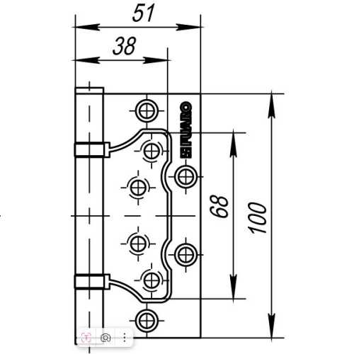 Комплект 10 шт. - Петля дверная накладная без врезки (бабочка) Fuaro 500-2BB 100x2,5 SB мат. золото