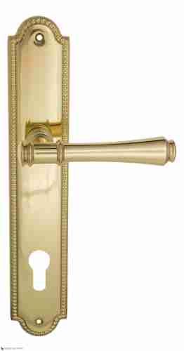 Дверная ручка Venezia "CALLISTO" CYL на планке PL98 полированная латунь