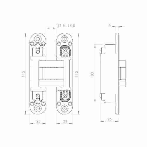 Комплект 10 шт. - Петля Armadillo (Армадилло) скрытой установки U3D3000.VPG BL черный TECH
