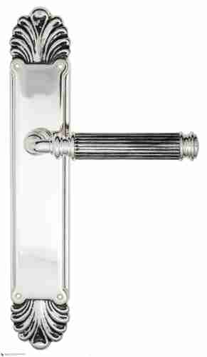 Дверная ручка Venezia "MOSCA" на планке PL87 натуральное серебро + черный