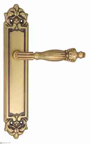 Дверная ручка Venezia "OLIMPO" на планке PL96 французское золото + коричневый