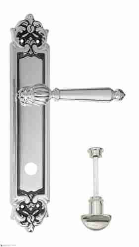 Дверная ручка Venezia "PELLESTRINA" WC-2 на планке PL96 натуральное серебро + черный