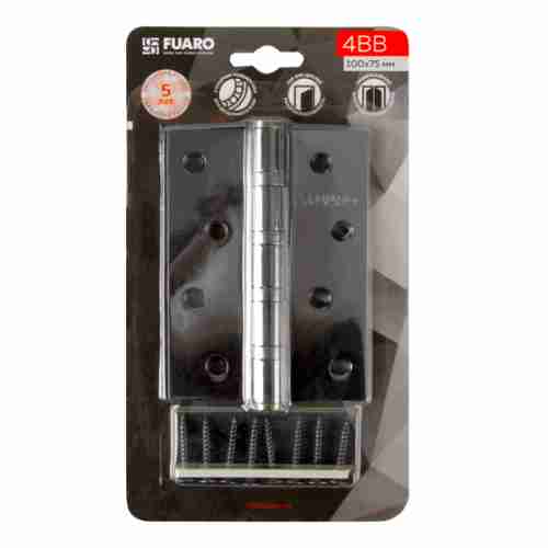 Комплект 2 шт. - Петля универсальная Fuaro 4BB/BL 100x75x2,5 BN (черный глянец) БЛИСТЕР