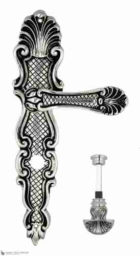 Дверная ручка Venezia "FENICE" WC-4 на планке PL92 натуральное серебро + черный