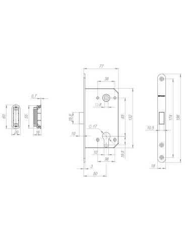 Корпус Fuaro (Фуаро) врезного замка MAGNM85C-50/BL INOX SSG-39 сатин. золото (блистер)