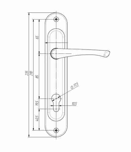 Ручка дверная на планке РФ1-85/07А (медь антик)