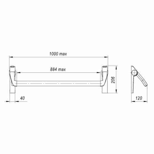 Ручка-штанга нажимная 1300А для антипаники врезной к замку  FL-0433 ANTI-PANIC
