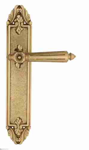 Дверная ручка Venezia "CASTELLO" на планке PL90 французское золото + коричневый
