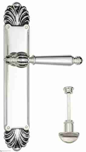 Дверная ручка Venezia "PELLESTRINA" WC-2 на планке PL87 натуральное серебро + черный