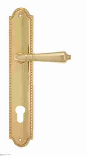 Дверная ручка Venezia "VIGNOLE" CYL на планке PL98 полированная латунь