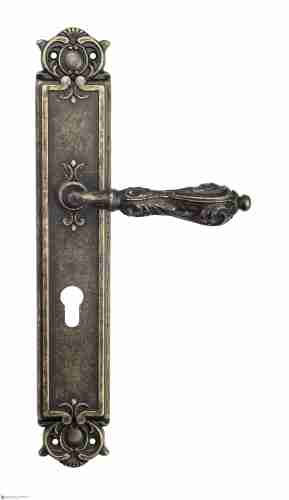 Дверная ручка Venezia "MONTE CRISTO" CYL на планке PL97 античная бронза