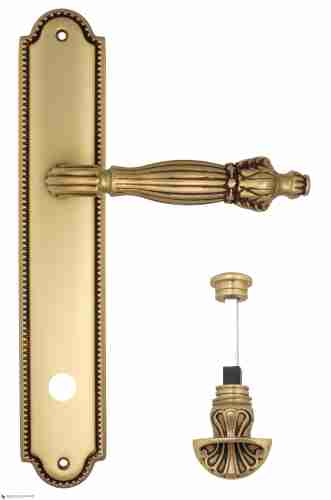 Дверная ручка Venezia "OLIMPO" WC-4 на планке PL98 французское золото + коричневый