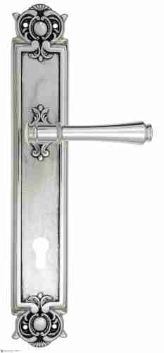 Дверная ручка Venezia "CALLISTO" CYL на планке PL97 натуральное серебро + черный