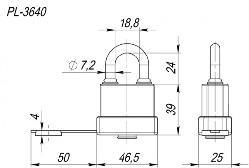 Замок навесной Fuaro PL-3640 (40 мм) 3 англ. кл.