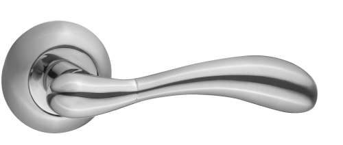 Ручки дверные RENZ INDH 89-08 SN/NP Розаро никель матовый/никель блестящий