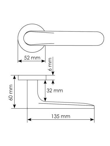 Комплект дверных ручек Morelli MH-59-R6 BL с заверткой MH-WC-R6 BL, цвет черный