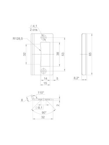 Комплект: замок+ручка Armadillo (Армадилло) для стеклянной двери Space.GL.LWC BL черный