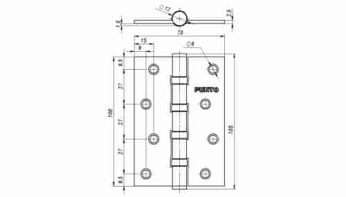 Комплект 8 шт. - Петля дверная стальная универсальная Punto 4B/HD 100 PB (латунь)