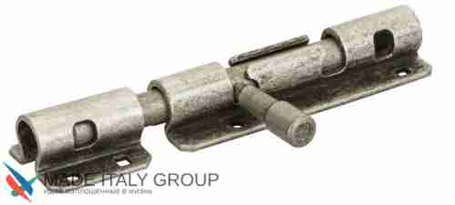 263FA15 Задвижка дверная, с отверствием для навесного замка ALDEGHI 150мм античное серебро