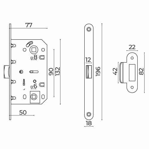 Защелка Ajax (Аякс) врезная METLM90-50 GR графит