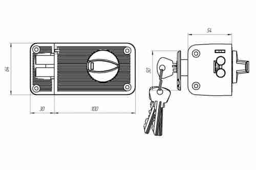 Замок накладной ЗН2-3 (серебро)