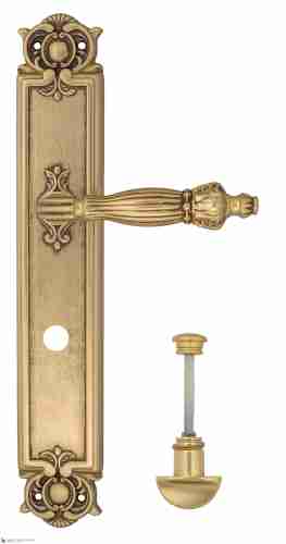 Дверная ручка Venezia "OLIMPO" WC-2 на планке PL97 французское золото + коричневый