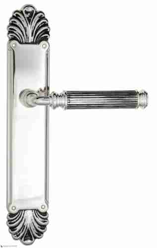 Дверная ручка Venezia "MOSCA" на планке PL87 натуральное серебро + черный