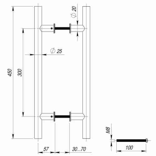 Ручка-скоба Fuaro PH-22-25/300-INOX (нержавейка)
