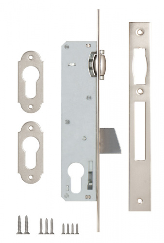 Корпус узкопрофильного замка с роликовой защёлкой KALE KILIT 255 (25 mm) w/b (никель)