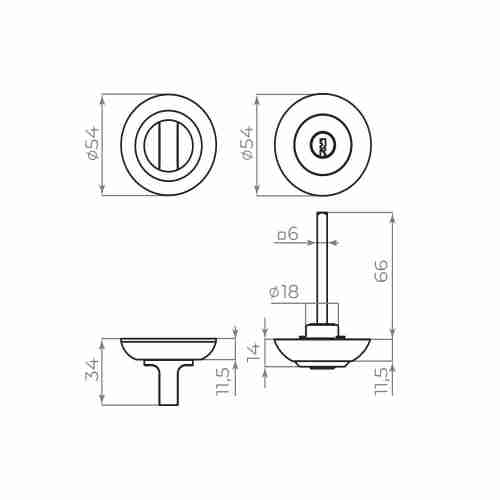 Завертка сантехническая Ajax (Аякс) с фиксацией ключом BK6.FIX.JR AB-7 бронза