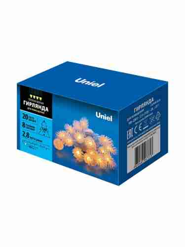 Светодиодная гирлянда Uniel шишки 220V белый ULD-S0280-020/DTA Warm White IP20 PINE CONES 09582