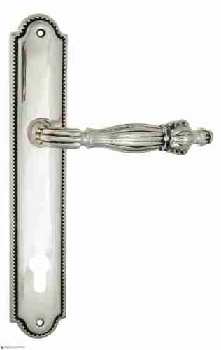 Дверная ручка Venezia "OLIMPO" CYL на планке PL98 натуральное серебро + черный