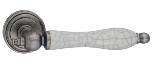 Ручки дверные RENZ INDH 615-16 SL/OC Мишель серебро античное/состаренная керамика.