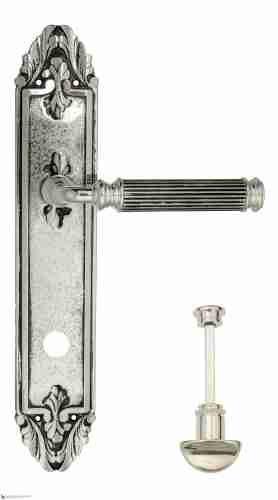 Дверная ручка Venezia "MOSCA" WC-2 на планке PL90 натуральное серебро + черный