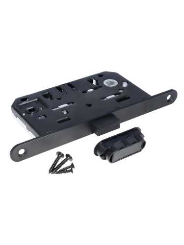 Комплект дверных ручек Morelli MH-59-R6 BL с заверткой MH-WC-R6 BL + магнитный замок M1895 BL, цвет черный