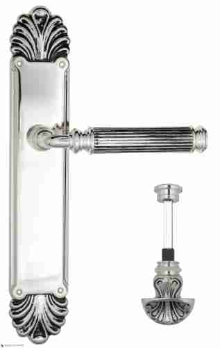 Дверная ручка Venezia "MOSCA" WC-4 на планке PL87 натуральное серебро + черный